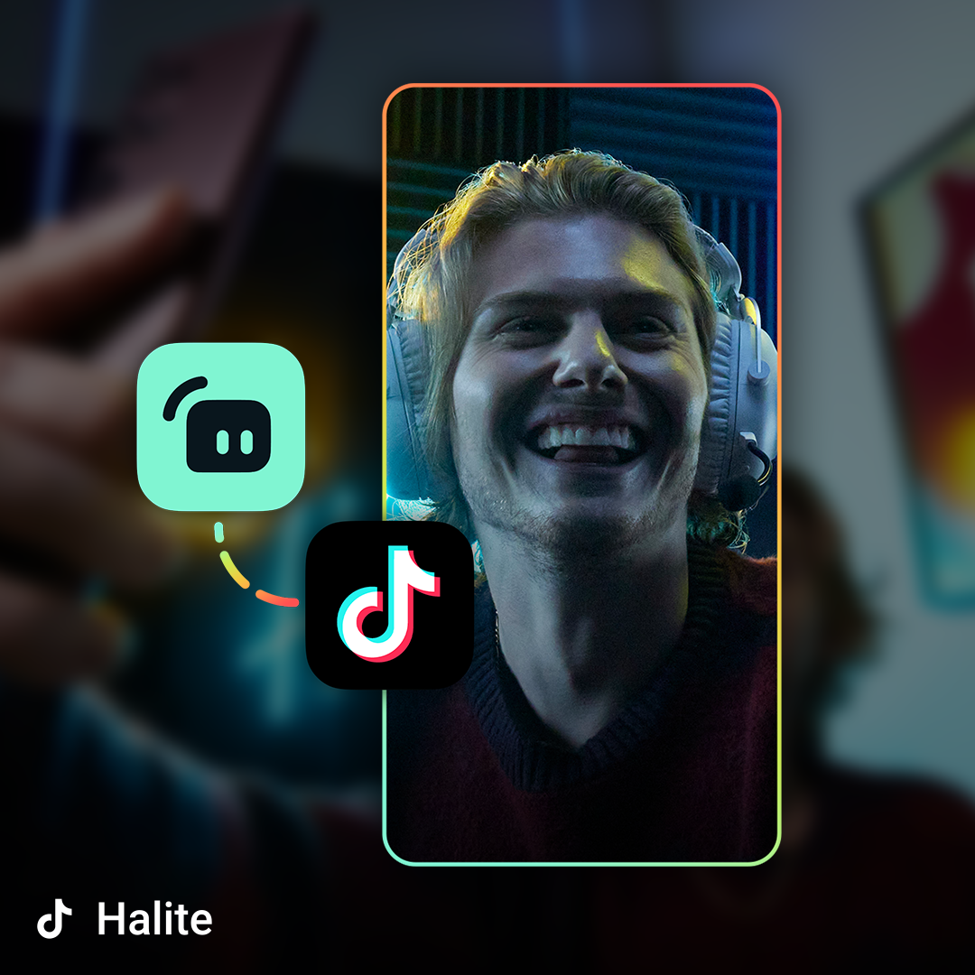 The creator Halite's vertical mobile screen is showing with Streamlabs and TikTok logos.